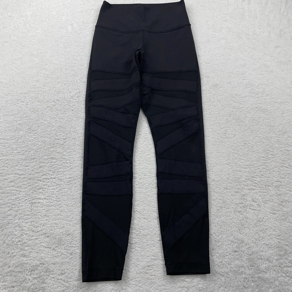 Lululemon High Times Crop Tech‎ Mesh Pant Black Size 8 Yoga Athletica